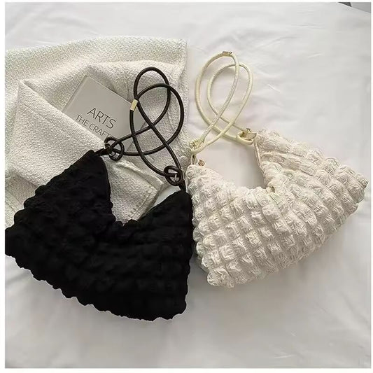 2025 Lady's Handbag Lightweight High Capacity Tote Bag Armpit Bag Soft Cloud Cotton Wrinkle Women Handbag Handiness Shoulder Bag