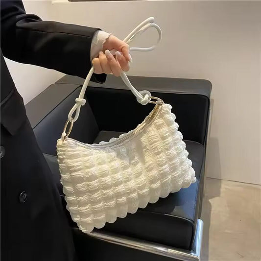 2025 Lady's Handbag Lightweight High Capacity Tote Bag Armpit Bag Soft Cloud Cotton Wrinkle Women Handbag Handiness Shoulder Bag